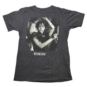 Wednesday Addams Character Graphic T Shirt Dark Charcoal Gray Womens Medium